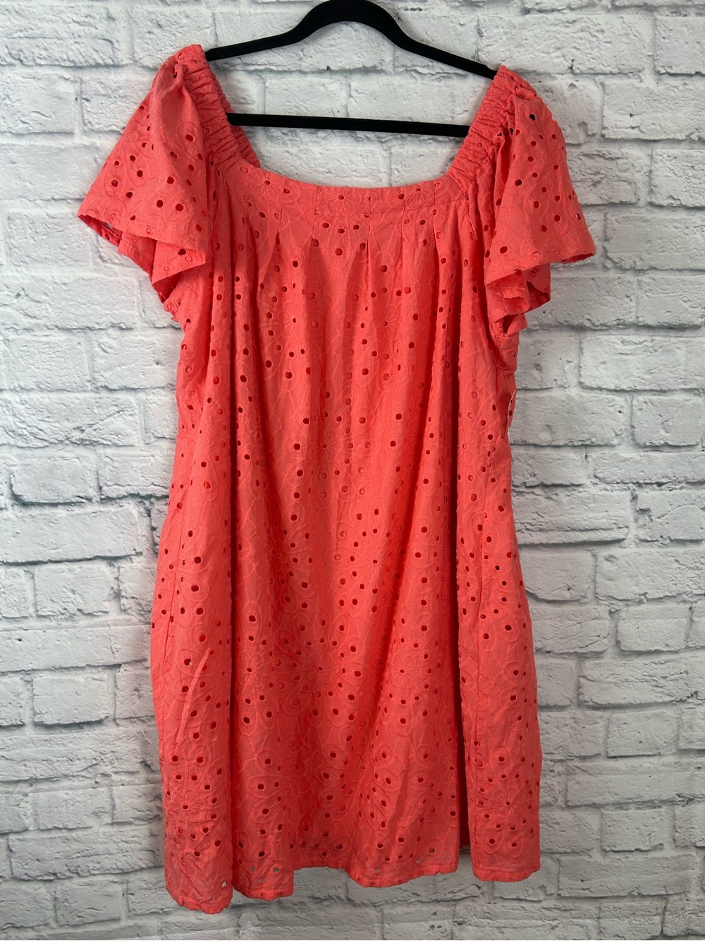 Lane Bryant Eyelet Dress 18/20 Coral Convertible Off Shoulder NWT